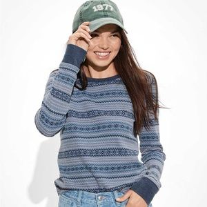 Blue American Eagle Waffle Layering Tee